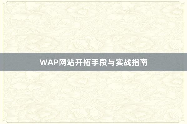 WAP网站开拓手段与实战指南